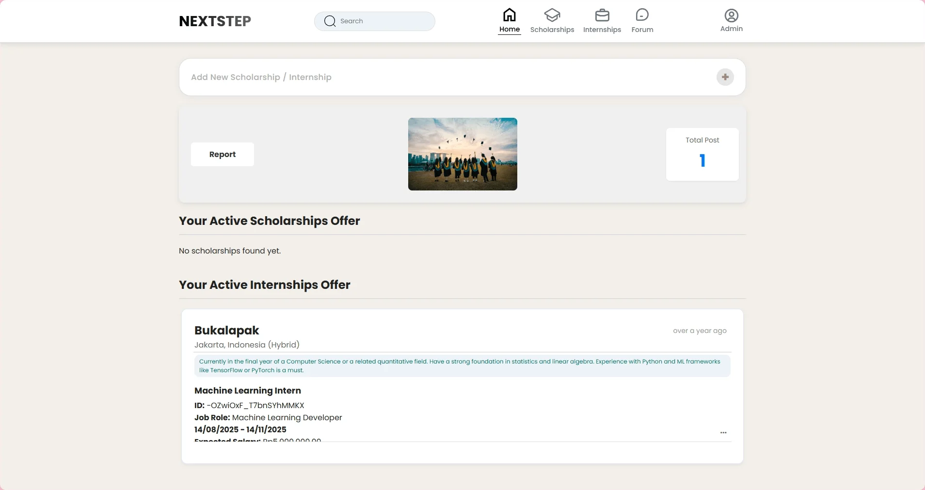 NextStep Application Interface